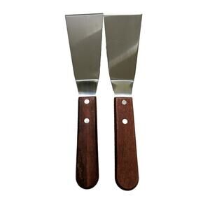 Set Lot 3 Small 9" Offset Stainless Steel Spatula Cooking Griddle Wood Handle